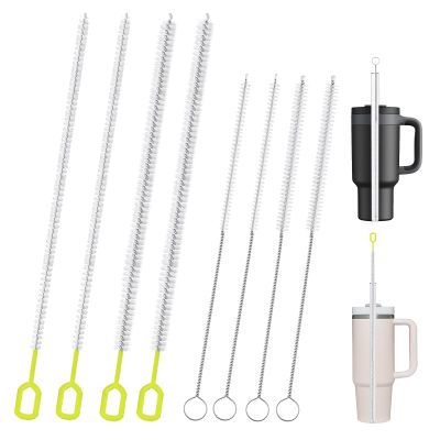 8-Piece Straw Cleaner Brush Set for Cleaning Straws - (4-Size) Extra Long Nylon Pipe Cleaners, Reusable Straw Cleaning Brush for Stanley Tumbler, Sippy Cup, Baby Bottle and Tubes (Type A)