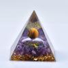 1.969in Orgone Crystal Pyramid with Amethyst Chips, Tiger Eye Sphere, Tree of Life Art & Gold Flakes - Reiki Energy Healing Spiritual Home Decor view 1