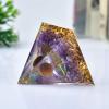 1.969in Orgone Crystal Pyramid with Amethyst Chips, Tiger Eye Sphere, Tree of Life Art & Gold Flakes - Reiki Energy Healing Spiritual Home Decor view 2