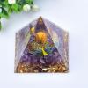 1.969in Orgone Crystal Pyramid with Amethyst Chips, Tiger Eye Sphere, Tree of Life Art & Gold Flakes - Reiki Energy Healing Spiritual Home Decor view 3