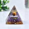 1.969in Orgone Crystal Pyramid with Amethyst Chips, Tiger Eye Sphere, Tree of Life Art & Gold Flakes - Reiki Energy Healing Spiritual Home Decor view 4