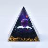 1.969in Orgone Crystal Pyramid with Amethyst Sphere, Obsidian, Gold Flakes & Cosmic Design - Energy Healing Spiritual Home Decor view 1