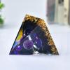 1.969in Orgone Crystal Pyramid with Amethyst Sphere, Obsidian, Gold Flakes & Cosmic Design - Energy Healing Spiritual Home Decor view 2