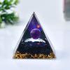 1.969in Orgone Crystal Pyramid with Amethyst Sphere, Obsidian, Gold Flakes & Cosmic Design - Energy Healing Spiritual Home Decor view 4