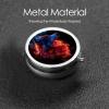 Red Blue Wolf Head Round Pill Case, Portable Pill Box for Pocket Metal Medicine Vitamin Organizer 3 Compartment Three Times A Day view 3