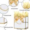SHIPKEY 10 PCS White Gift Bags (GoldTrim), 7.4"x2.8"x5.9" Small Welcome Bag, Luxury Shopping Bags with Ribbon Handle and Bows (18.8x7x14.8cm) view 2