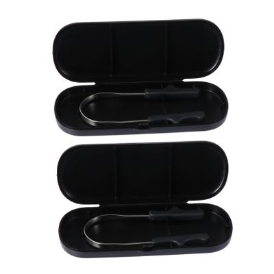 2Sets Tongue Cleaners for Adults Ergonomic Oral Care Scrapers with Wide Heads Comfortable Grip Black Design for Bad Breath Prevention and Enhanced Taste