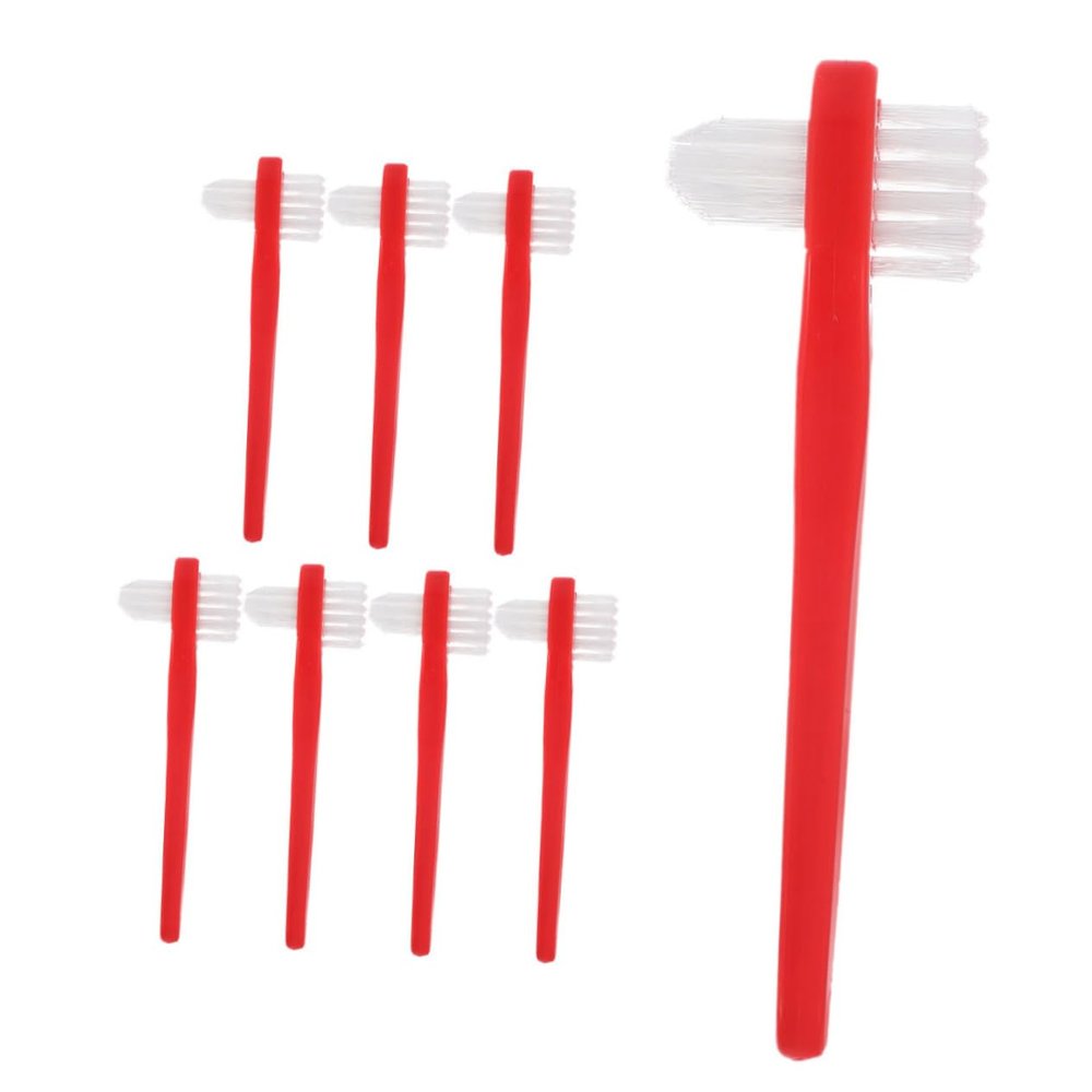 CALLARON 8pcs Double Head Brush Dual Head Toothbrush Denture Cleaning Brush Travel