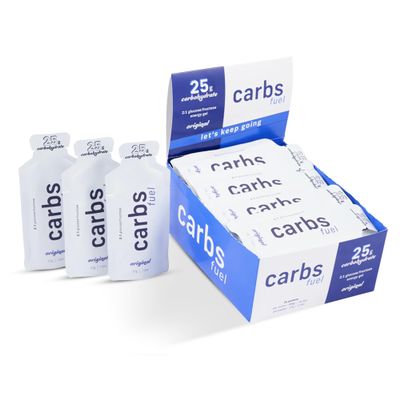 Carbs Fuel Original Energy Gels 24 Gel | 25g Carbs, 100 Calories per Gel | No Preservatives or Gelling Agents | Light, Neutral Flavor & Thin Consistency | Vegan & Gluten-Free Endurance Fuel