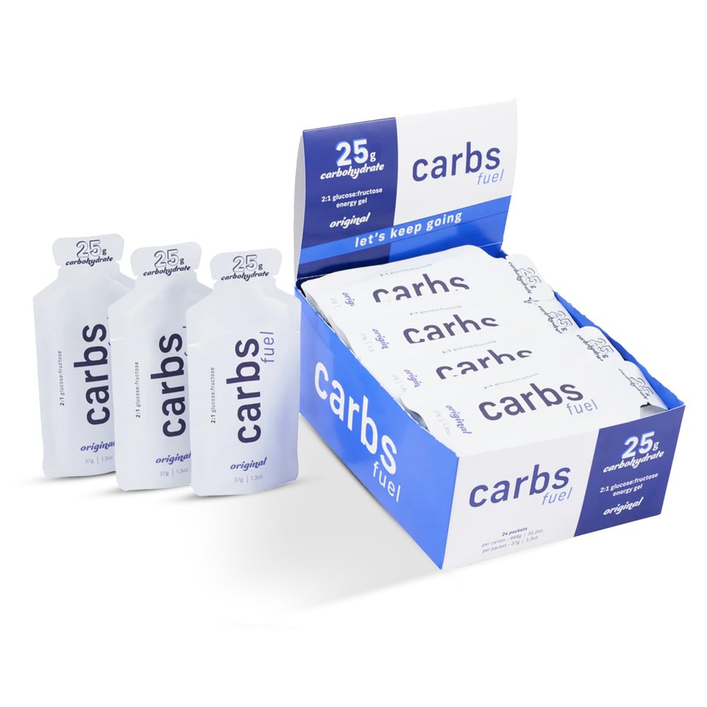 Carbs Fuel Original Energy Gels 24 Gel | 25g Carbs, 100 Calories per Gel | No Preservatives or Gelling Agents | Light, Neutral Flavor & Thin Consistency | Vegan & Gluten-Free Endurance Fuel
