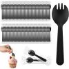 100 Pcs Mini Plastic Sporks Disposable Individually Wrapped Disposable Sporks Plastic Spork 2-in-1 Utensils for Party Wedding Birthday Picnic Family Gathering (4.33'' x 1.22'',black) (100pcs/black) view 1