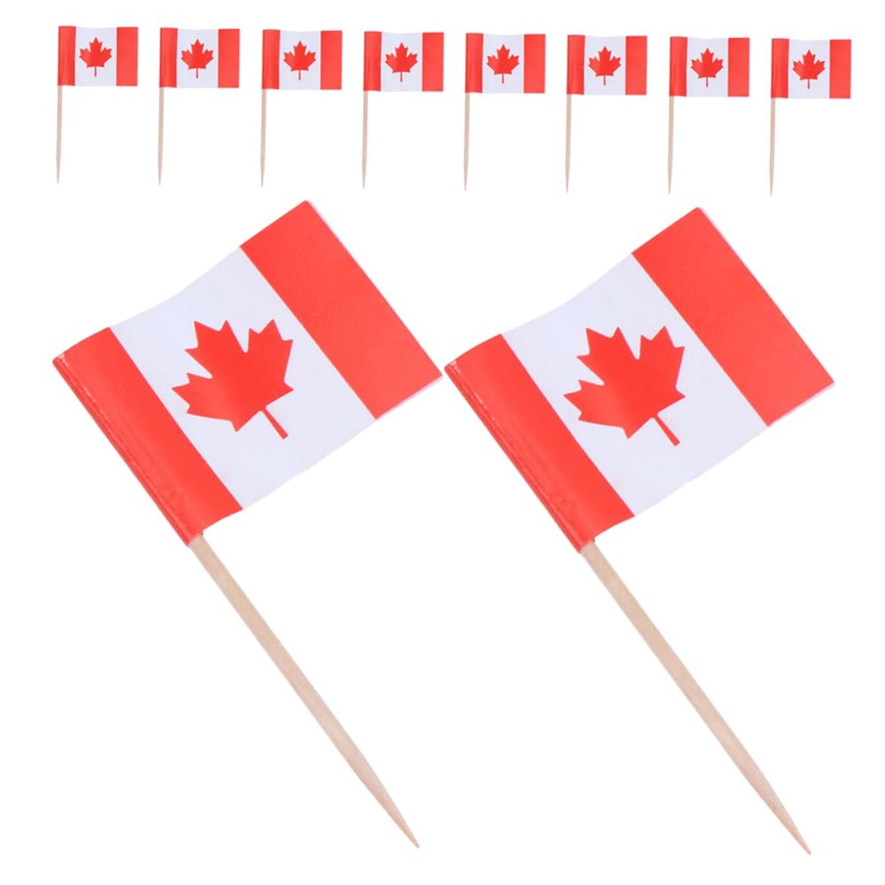 150pcs Mini Canada Flag Toothpicks Vibrant Cupcake Toppers Fruit Picks for Weddings Canada Day Sports Events and Festive Gatherings