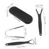 1 Set Stainless Steel Tongue Scraper Tongue Coating Scraper Tool Travel Essentials Metal Tongue Coating Scraper Portable Tongue Scraper for Tongue Cleaning Tongue Cleaners Black view 2