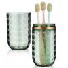 TOYANDONA Travel Toothbrush Holder with Lid, Green Double-Cup Toothbrush Case, 8.62x2.75, Portable Mouthwash Cup for Bathroom, Hotel, Camping view 1