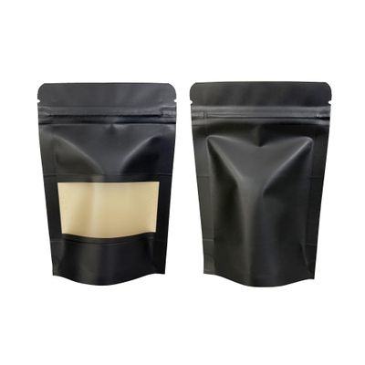 FERENLI 50 Pcs Black Resealable Kraft Paper Bags with Matte Window Stand up Pouch Heat Sealable Zipper Lock Food Storage Bags for Packaging Small Business (4.7x7.9 inch (12x20 cm))