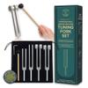 Tuning Forks for Healing Set | 128Hz, 136Hz, 256Hz, 384Hz | Precision Sound Healing Instruments for Chakra Balancing, Meditation & Tone Therapy | 4 Tuning Forks, Reflex Hammer, Activator and Pouch view 1