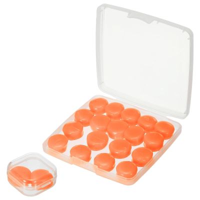 YELARXI Silicone Earplugs, 27 Db Noise Cancelling Sleeping Ear Plugs Soft Reusable Moldable with Case for Swimming Travel Snoring Concerts Airplane Shooting Range (20 Pack, Orange)