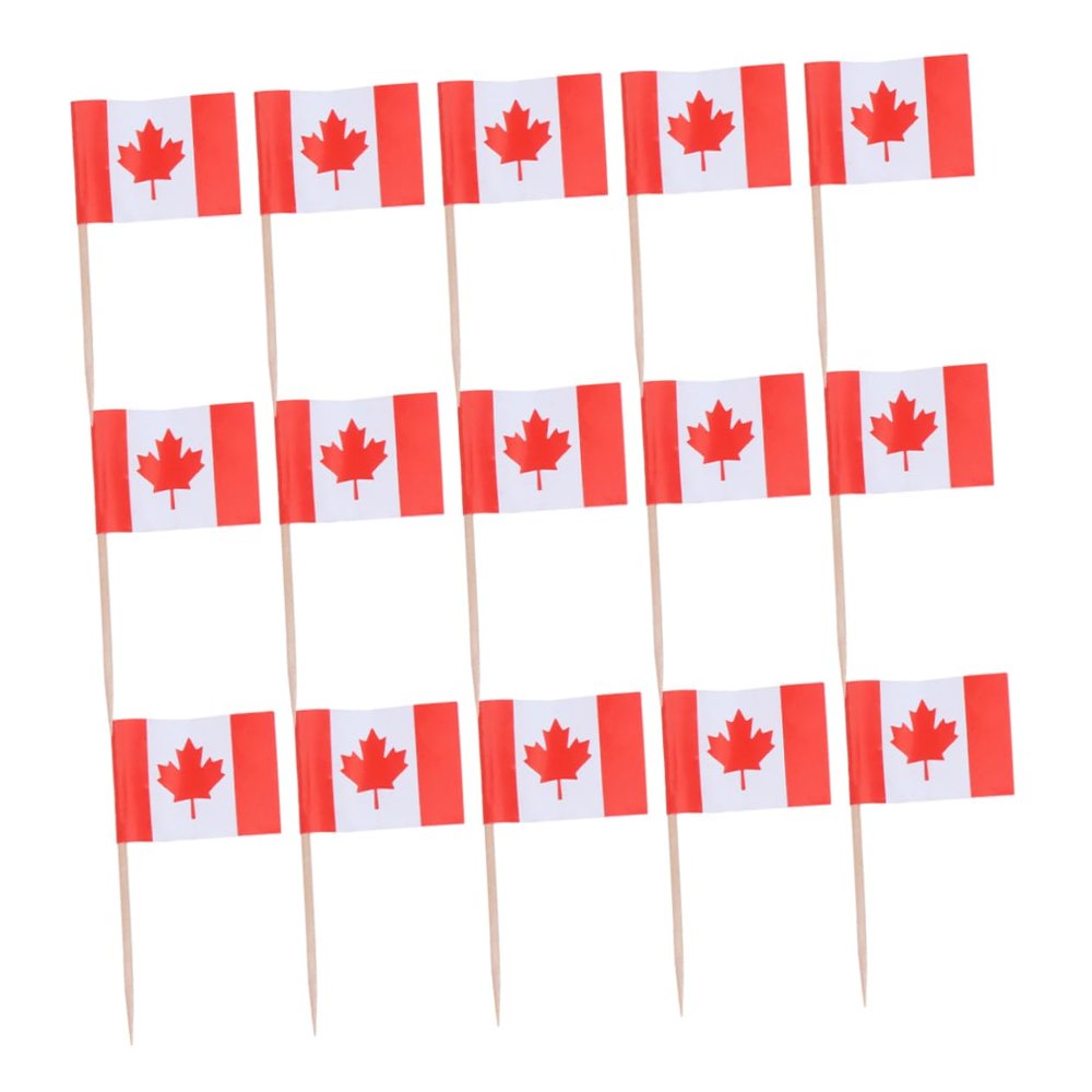 150pcs Canada Flag Toothpicks Double Sided Mini Flags for Cupcakes Appetizers and Cheese Markers for Canada Day Sports Events and Celebrations