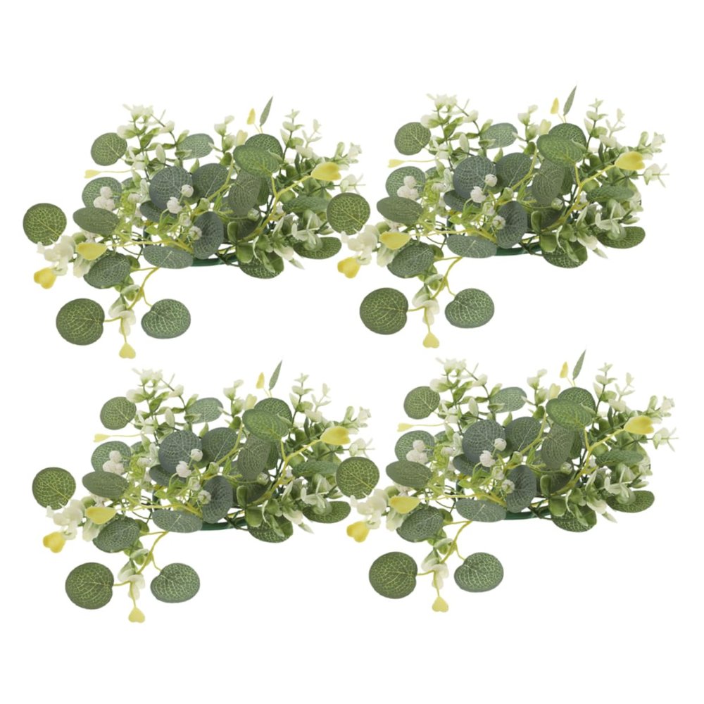 4pcs Artificial Eucalyptus Leaves Wreaths Boho Candle Pillar Holders for Weddings Parties Home Decor Year Pristine Design Versatile Table Centerpiece Front Door Garland