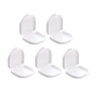 Ipetboom 5-Pack Denture Case with Vent Holes Hinged Lid for Secure Storage Mouth Guard and Dental Retainer Box for Travel and Home