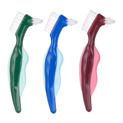 3Pcs Dual Head Denture Cleaning Brushes Ergonomic False Toothbrush for Efficient Cleaning Durable and Lightweight Design