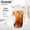 Ziliny 50 Sets Crystal Plastic Cups with Lids and Straws, Disposable Iced Coffee Cups Bulk PET for Wine, Cocktail, Smoothie, Milkshake, Cold Drinks, Juice, Wedding, Birthday, Coffee Shop, Party(20oz) view 3