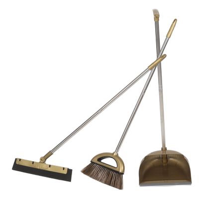 1 Set Long Handle Broom and Dustpan Scraper Home Cleaning Durable Ergonomic Design with Hair Comb for Indoor and Outdoor Use
