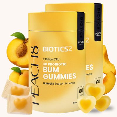 Peach8 BBL Booty Gummies for Womens Curves MAX Formula PLUS 2 Billion CFU Probiotics 4 Herbal Extracts Saw Palmetto, Black Maca, Vitamin A C for Max Hip Butt Support | Sugar-Free Vegan - 120ct
