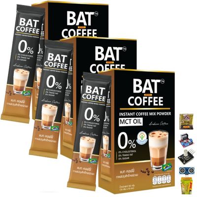 BatCoffee Instant Coffee Powder 10 Sachets/Box (100g) Arabica Blend Roasted Fruit Snack No Sugar Good Shape (of 3) By Beautygoodshop [Get Free For You Beauty Gifts]