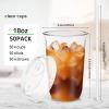 Ziliny 50 Sets Crystal Plastic Cups with Lids and Straws Disposable, 18oz view 3