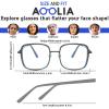 AOOLIA Stylish Square Reading Glasses for Women Men, TR90 Metal Eyeglasses Frame Reader, Blue Light Blocking Glasses Computer (Green, 4, x) view 2
