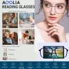 AOOLIA Stylish Square Reading Glasses for Women Men, TR90 Metal Eyeglasses Frame Reader, Blue Light Blocking Glasses Computer (Green, 4, x) view 4
