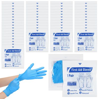 Chicingyou 30 Pairs Disposable Emergency Glove Individually Packaged Travel Gloves Travel Trauma Essential Nitrile Glove (Blue)