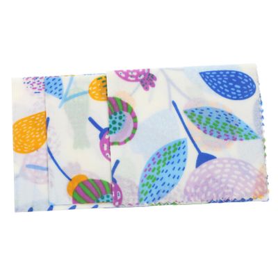 3Pcs Beeswax Food Wrap Reusable Organic Wraps for Sandwiches Bowls and Vegetables Kitchen Storage with Floral Design