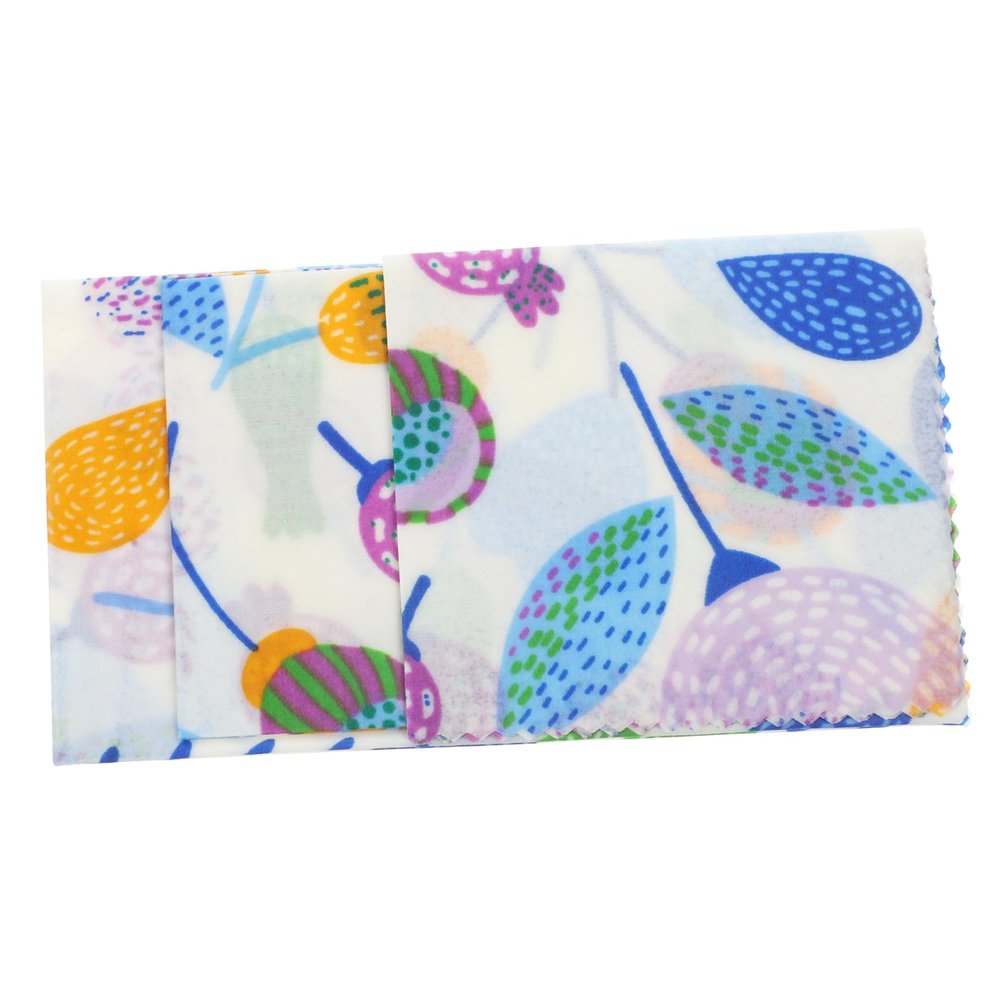 3Pcs Beeswax Food Wrap Reusable Organic Wraps for Sandwiches Bowls and Vegetables Kitchen Storage with Floral Design