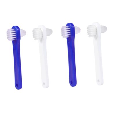4Pcs Dual Head False Brush Denture Care Tool White Blue Gentle Multi Tufted Design for Easy Removal and Food Particle Portable Oral Care