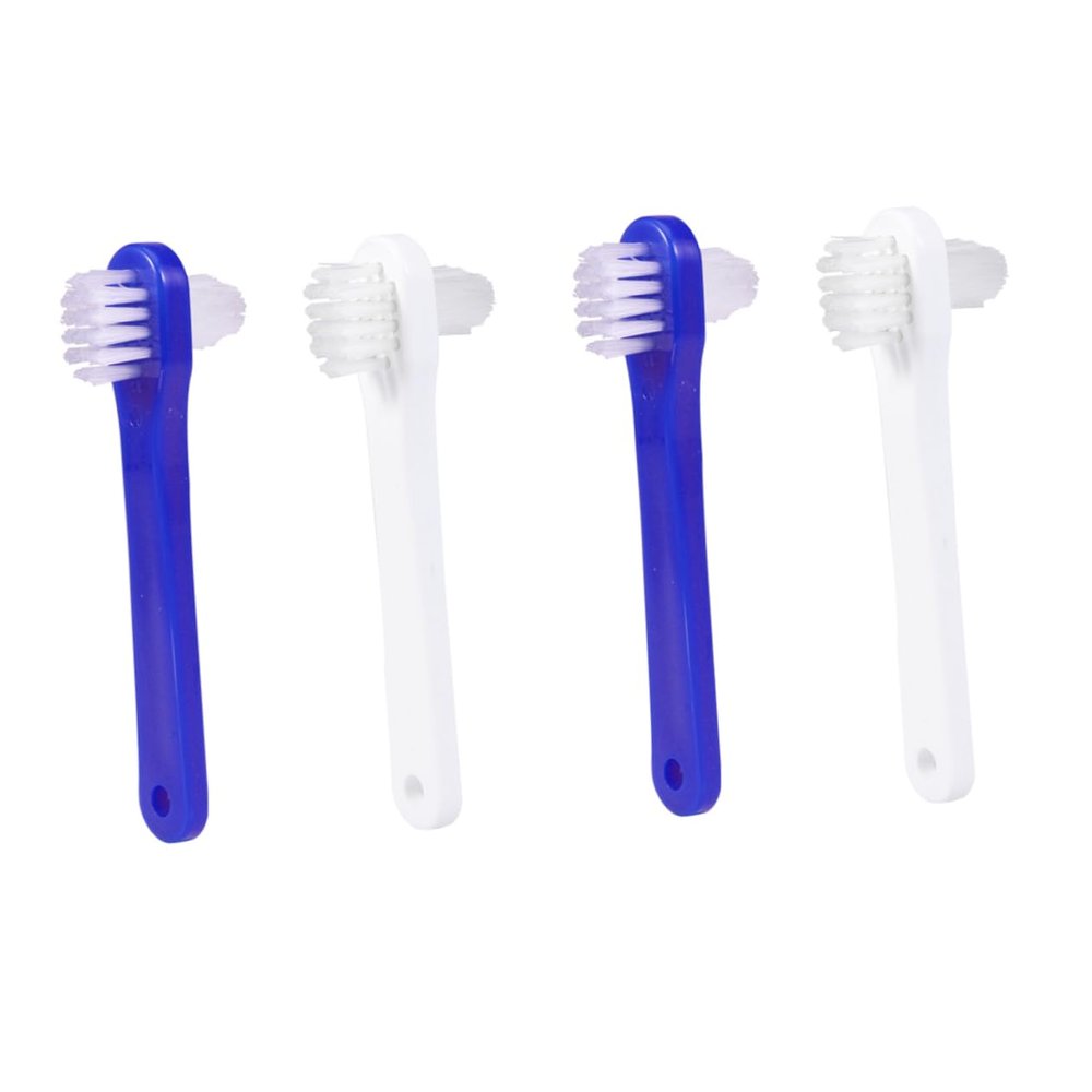 4Pcs Dual Head False Brush Denture Care Tool White Blue Gentle Multi Tufted Design for Easy Removal and Food Particle Portable Oral Care