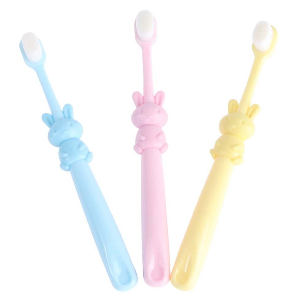 3Pcs Cartoon Toothbrushes Extra Soft Bristles Toothbrushes for Ages Ergonomic Design Fun Rabbit Colors Gentle Cleaning for Little Teeth