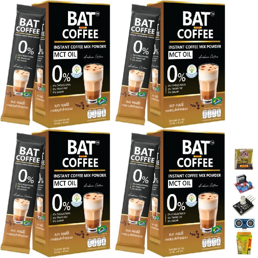 Arabica Blend Roasted Fruit Snack No Sugar Good Shape 10 Sachets/Box (100g) BatCoffee Instant Coffee Powder (of 4) By Beautygoodshop [Get Free For You Beauty Gifts]