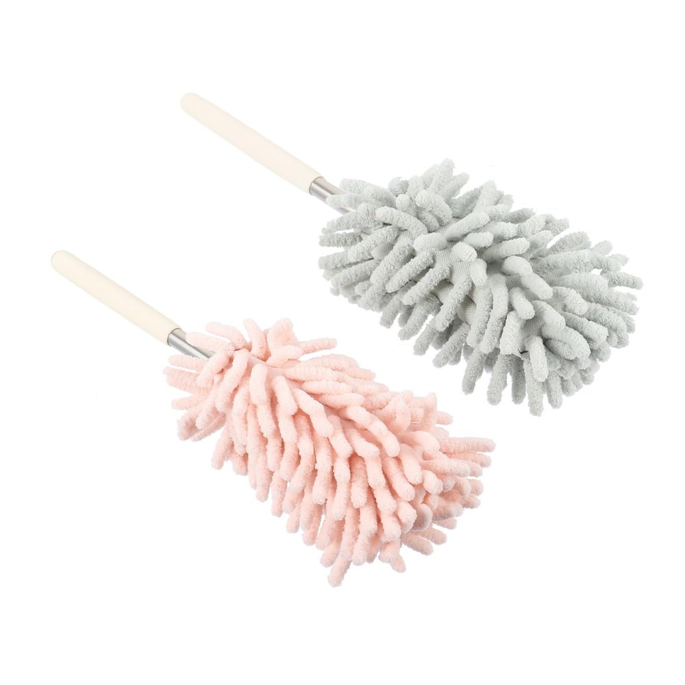 2pcs Bendable Telescopic Microfiber Duster for Car Furniture Cleaning Flexible Dust Sweeper with Soft Head for Safe Use Hard to Reach Areas