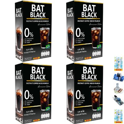 Bold Robusta Aroma Roasted No Sugar Delicious Fruit Snack Good Shape 10 Sachets/Box BatBlack Instant Coffee (of 4) By Thaigiftshop [Get Free Tomato Facial Mask]