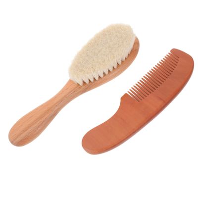 1Set Hair Brush and Wooden Comb Hair Care Kit with Wool Brush for Gentle Scalp Massage and Comfort Lightweight and Practical for Newborns