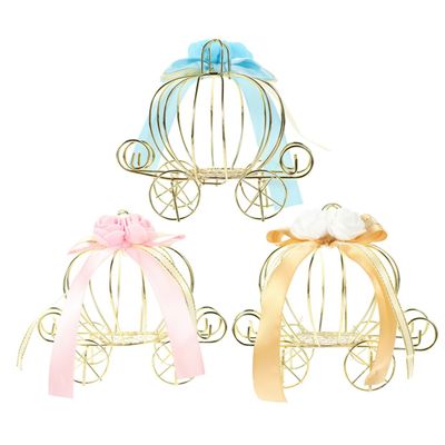 3Pcs Pumpkin Carriage Candy Box European Style Wedding Candy Holder Unique Pumpkin Cart Adornment for Party Favors for Showers and Celebrations Light