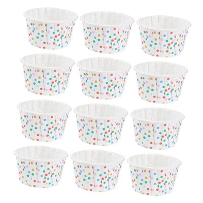 100pcs Colorful Dots Paper Dessert Cups Disposable Baking Bowls for Ice Cream Cakes Muffins Party Supplies Wedding Birthday Events Leak Resistant Coating