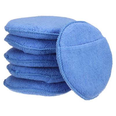 HARFINGTON 6pcs Microfiber Car Wash Sponge 6"x6" Non-Scratch Foam Applicator Pads for Car Detailing, Waxing, Conditioner Application, Paint Sealants, Blue