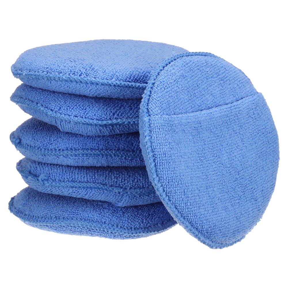 HARFINGTON 6pcs Microfiber Car Wash Sponge 6"x6" Non-Scratch Foam Applicator Pads for Car Detailing, Waxing, Conditioner Application, Paint Sealants, Blue