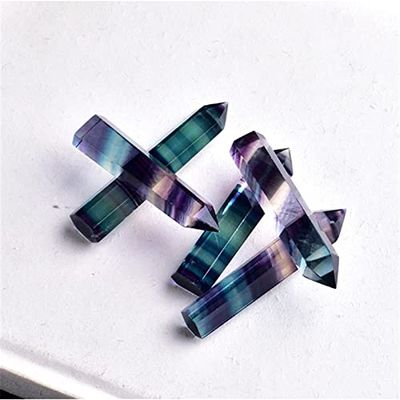10 Pcs 2.76-3.15in Rainbow Fluorite Crystal Points - Natural Healing Stones for Home Decor Accents, Chakra Balancing & Spiritual Growth