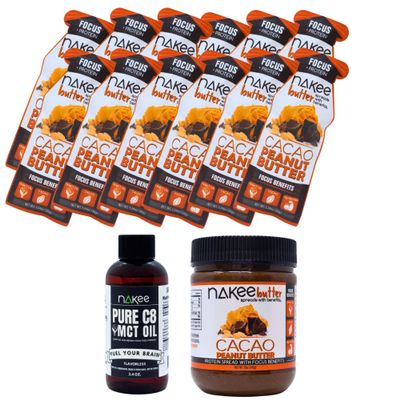 2 Week Mental Support Bundle with Protein: Focus Jar, 4oz MCT Oil & 12-Count Focus Pack