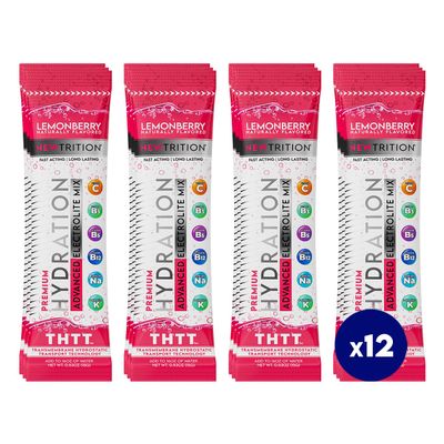 NewTrition Hydration Powder, Electrolyte Powder Packets, Naturally Flavored Hydrating Packets for Water, Fast Acting Hydrate Electrolytes with Vitamins B&C, Energy & Recovery, LemonBerry, Pack of 12