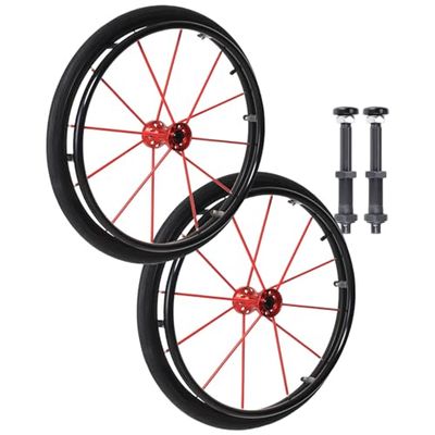 Wheelchair Rear Wheels 24" Pneumatic Rubber Tires, Quick Release Aluminum Hub with Bearing and Axle Replacement Wheels for Manual Wheelchairs